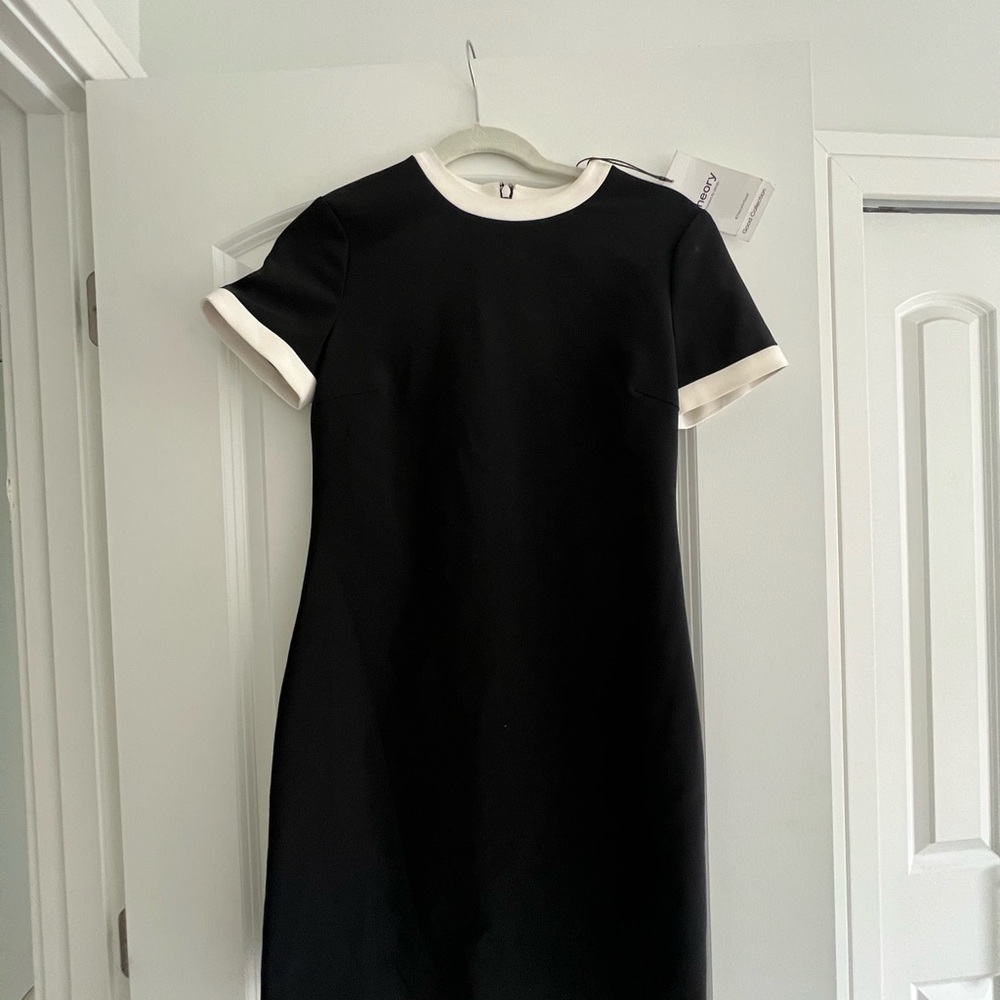 Theory Black Dress with White Trim